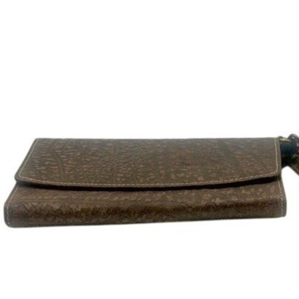 Myra Bag Brown Cape Buffalo Print Leather Tri Fold Wallet RFID Blocked NWT - Picture 3 of 11
